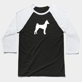 White Basenji Dog Breed Silhouette Baseball T-Shirt